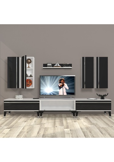 Decoraktiv Eko 8d Mdf Silver Tv Ünitesi Tv Sehpası Beyaz - Antrasit