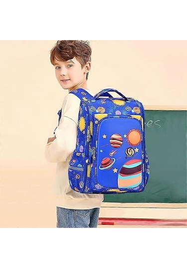 Ganzhoushop Çocuk Sırt Çantası, Erkek Kız Okul Sırt Çantası İlkokul Çantası Su Geçirmez Okul Çantaları Uçak Desenli Sırt Çantası Genç Çantaları, Mavi Çok Renkli