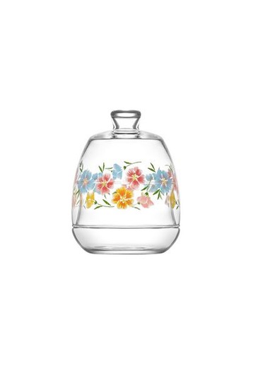 La V Cam Çiçek Dekorlu Şekerlik+reçellik+lokumluk 12 Cm 2'li Set