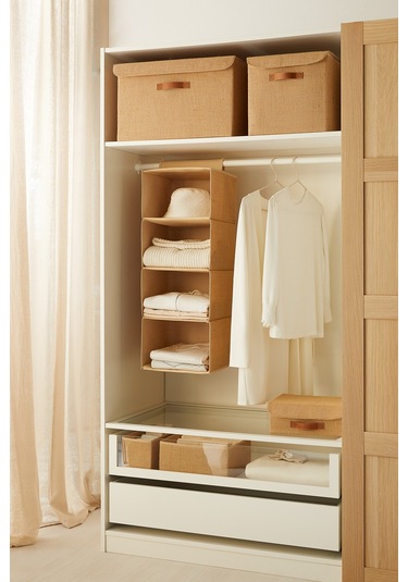 Ocean Home Textile 4 Katlı Jüt Dolap İçi Düzenleyici 30 x 30 x 80 cm