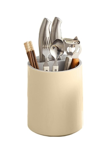 Ezere Çatal - Biçak - Kasik Saklama Ve Kurutma Kutusu Dönebilen Mutfak Düzenleyici - Krem Krem