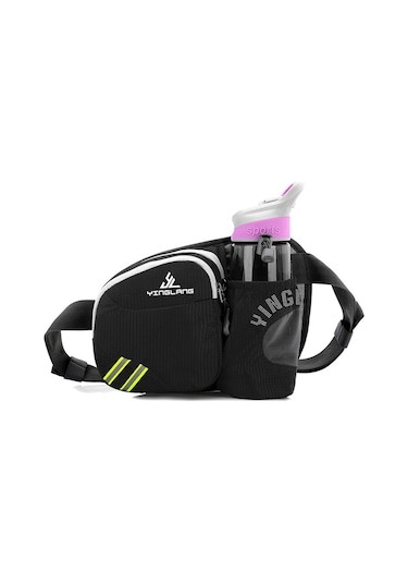 Jeemson Siyah Nylon Spor Bel Çantası - Koşu, Bisiklet, Dağcılık İçin - Su Flasör Cebi Ve Geniş Kapasite - Hafif Ve Nefesli Siyah