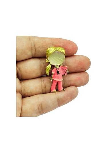 Şık Hemşire Figürlü Broş Pembe