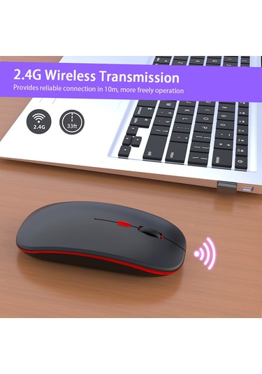 Geeksen M40 Kablosuz Mouse, 4 Tuşlu, 800-1600 Dpı, 10m Menzil, Şarj Edilebilir, Siyah/gümüş M40