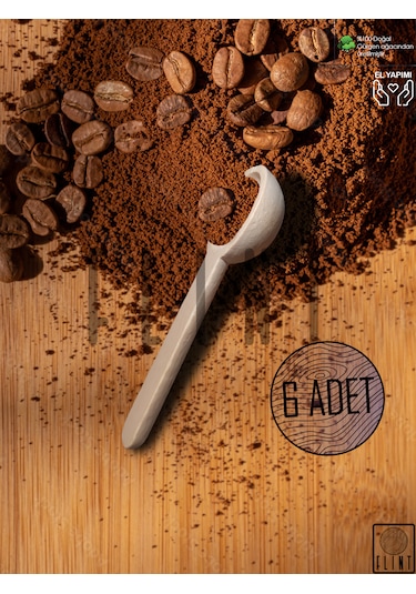 Gürgen El Yapımı Tahta Ahşap 6'lı Şeker Baharat Ölçü Kaşığı 7,5cm