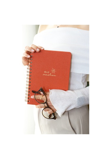 A5 Spiralli Sert Kapak Keten Kareli Tarihsiz Not Defteri Mercan Mercan