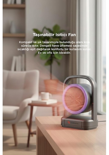 Torima HT-100 Sessiz Hızlı Isıtma Mini Isıtıcı Siyah