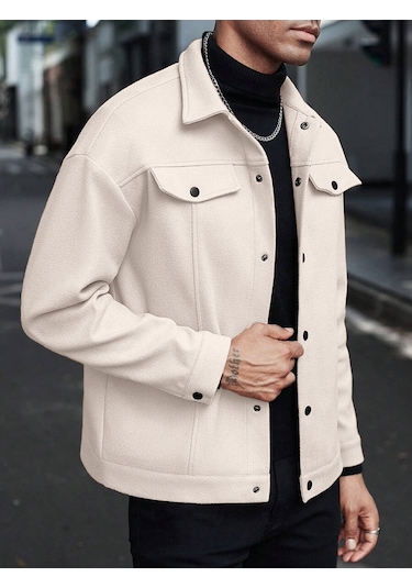 25 Avrupa Ve Amerikan Amazon Sonbahar Ve Kış Yaka Yünlü Yeni Erkek Ceket Gündelik İş Ceketi Kayısı