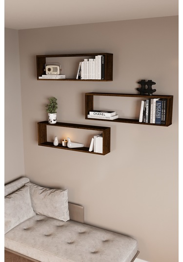 Df05105 3'lü Raf Kitaplık Duvar Rafı Dekoratif Kitaplık Barok