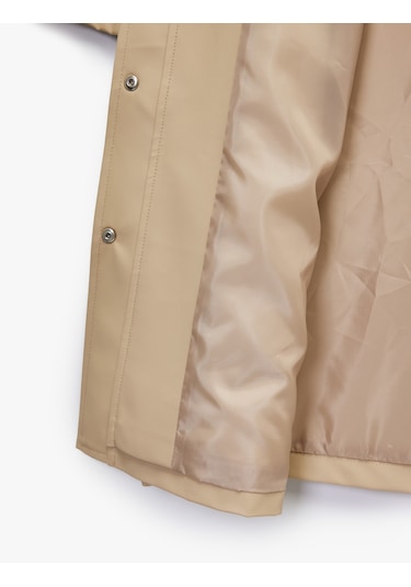 Koton Cepli Oversize Kapüşonlu Uzun Yağmurluk Bej 6wak00248ew Ekru