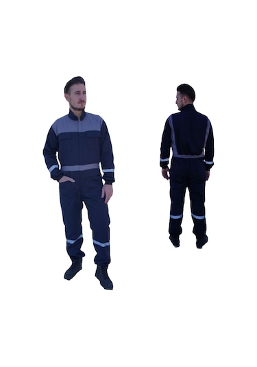 Uniprom Erkek İş Tulumu Boy Tulum Mevsimlik Lacivert-gri