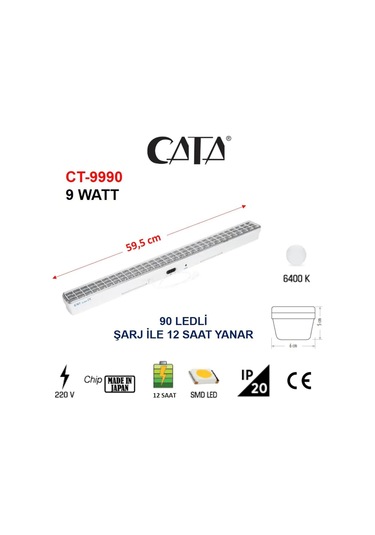 Cata 90 Led'Li Işıldak Ct-9990 Siyah