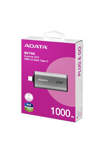 A-Data SC750 1000G-CCBK 1 TB USB 3.2 1050-1000MB/s Taşınabilir SSD Disk
