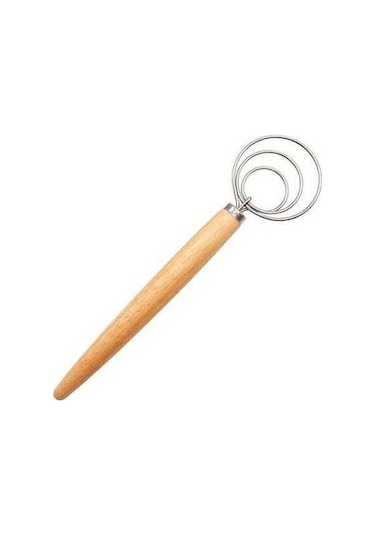 Fastbuy 13 İnç Ahşap Saplı Un Mikseri, Paslanmaz Çelik Karıştırıcı, Bobin Çırpma Teli, 3 Bölge Karıştırma Aleti Diğer