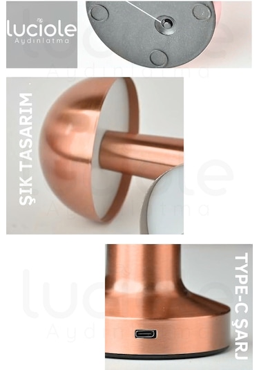 Ct-8430 Mantar Rose Şarjlı Dokunmatik 3 Renk Ayarlanabilir Masa Lambası Diğer