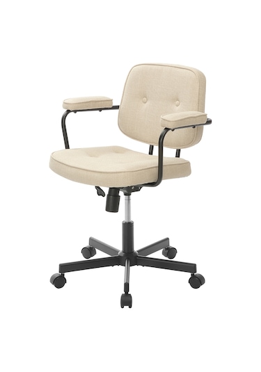 Button Çalışma Sandalyesi Kumaş - Vizon 62x77-87x60 Cm Bej