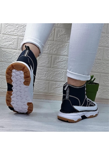Kinetix Vıole Pu Siyah Kalın Tabanlı Hafif Rahat Spor Bot Siyah - Beyaz