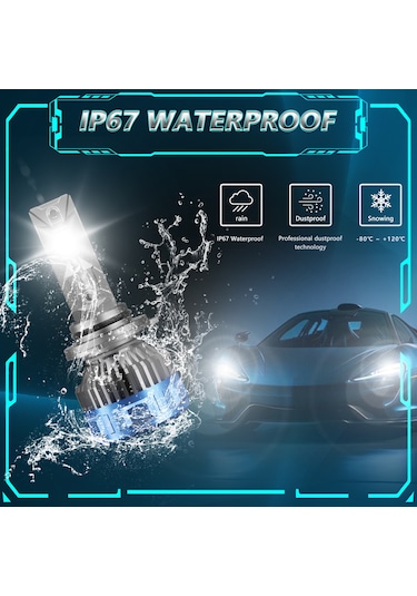 Xindoker P16 Led Araba Farı 60w 60000lm 6000k: 12000rpm Hidrolik Fanlı, 50v Akıllı Isı Kontrol, Ip67 Su Geçirmez 9006 Çiftli Set