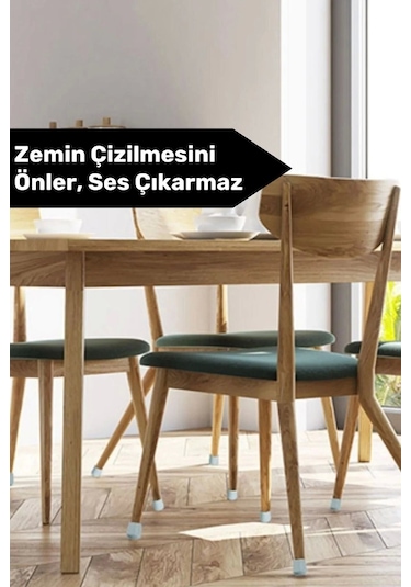 Premium Kaydırmaz Çizdirmez Mobilya Masa Sandalye Zemin Koruyucu Silikon Pabuç Ayak Kılıf 12 Adet