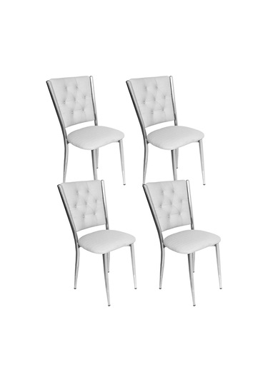 Beymobilya Kapitoneli Sandalye (Deri) (4 Adet)