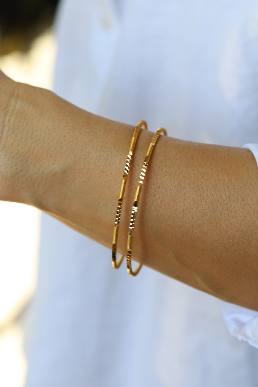 10 Gram 22 Ayar Altın Yatırımlık Kalemli İkili Ajda Bilezik İşçiliksiz Toplam 20 Gram Blzk220002