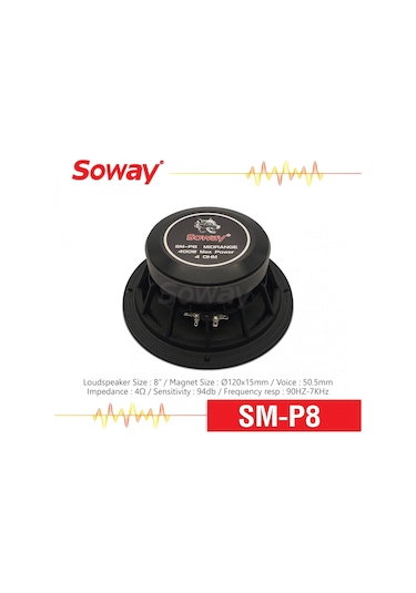 Soway Smp-8 20cm Midrange Kurşun Göbek 400w 180rms Hoparlör 2adet