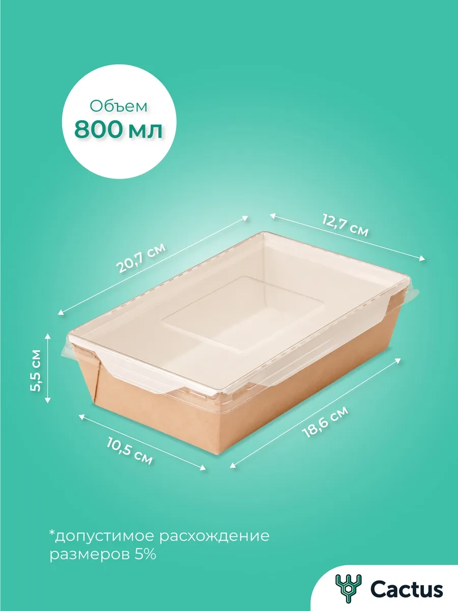 Cactus Tek Kullanımlık Trifle Kutuları, 800 Ml Gıda Kapları 19075641 100 adet