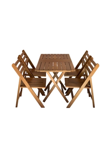 Albatros Katlanır Ahşap Bahçe Balkon Seti: 80x140 Masa+4 Sandalye Kahverengi Albatros Katlanır Ahşap Bahçe Balkon Seti: 80x140 Masa+4 Sandalye Kahverengi