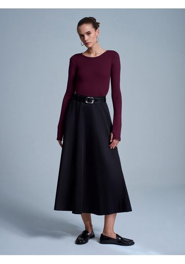 Dilvin 32319 Modal Karışımlı Uzun Kollu Top-bordo Bordo
