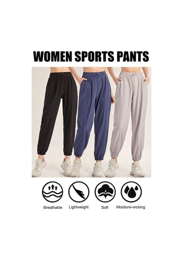 Fastbuy Kadın Spor Taytı - Esnek Yüksek Bel, Yan Cepli Rahat Yoga Pantolonu Mavi Mavi