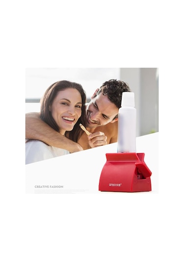 Kırmızı Banyo Aksesuarları Seti Haddeleme Diş Macunu Sıkacağı Tüp Diş Macunu Diş Macunu Sıkacağı Dağıtıcı Yaratıcı Diş Macunu Tutucu Kırmızı