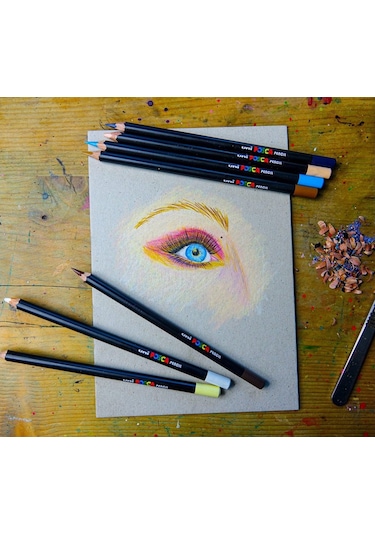 Uni-ball Posca Pencıl Boya Kalemi Yeşil Çok Renkli
