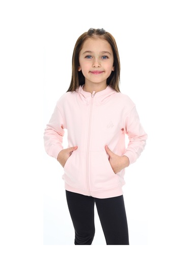 Toontoy Kız Çocuk Nakışlı Hırka Pudra