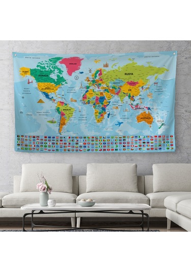 Dekoratif Dünya Haritası Duvar Örtüsü-halısı 3865