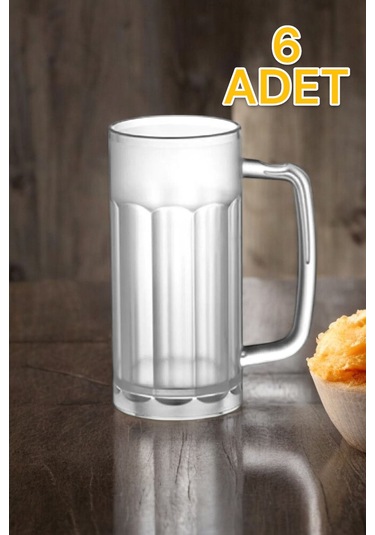 6 Adet - 560 Ml Kırılmaz Çizilmez Buzlu Bira Ve Ayran Bardağı Polikarbon Yıkanabilir Şeffaf