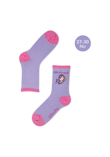 Milk&moo Küçük Deniz Kızı Çocuk 5'li Çorap Seti, Beden 27-30, Yumuşak Ve Cilt Dostu Mor - Pembe