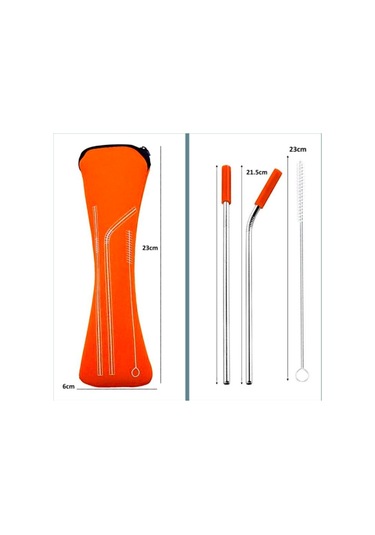 Omeniv 304 Çelik Metal Pipet Set 6 Parça Kamp Outdoor Bahçe Parti
