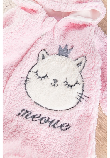 Babymod Kedi Figürlü Peluş Welsoft Kız/erkek Bebek Tulum Pembe