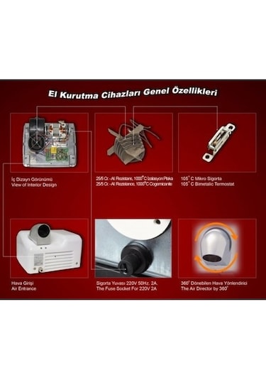 Jackson 2450W Metal Beyaz El & Yüz Kurutma Makinesi