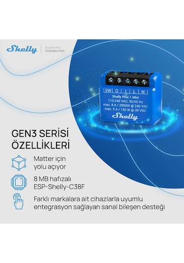 Shelly 1 Mini Gen3 Akıllı Röle