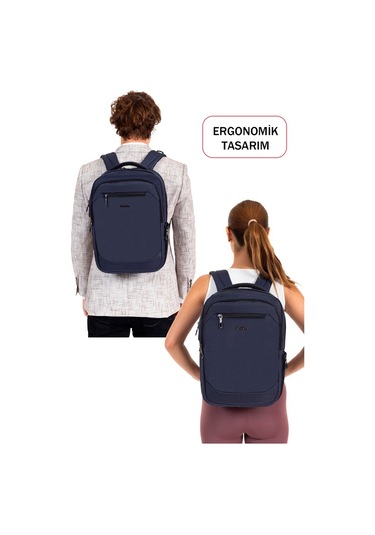 Dada 11 Günlük Okul Sırt Çantası 14 İnç Orta Boy Usb Type-c Su Geçirmez Oxford Kumaş Lacivert