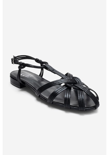 Luvishoes Rosse Siyah Simli Kadın Sandalet Siyah