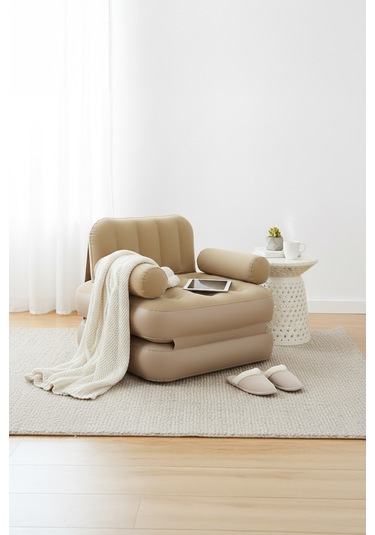 Kendi Kendine Şişen Otomatik Tek Kişilik Şişme Koltuk Bej