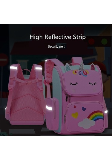 Fengdong Çocuklar Okul Sırt Çantası Sevimli Karikatür Okul Çantaları Kızlar Aydınlık Pembe Kitap Çantası İlköğretim Okulu Öğrenci Sırt Çantası-mavi-1 Mavi