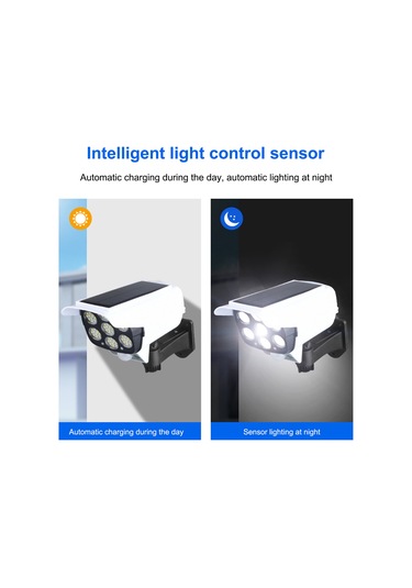 Qingmipy Güneş Enerjili Dış Mekan Aydınlatma Led Simülasyon Kamera Güvenlik Işığı, Hırsızlık Önleyici Siyah
