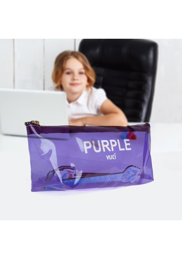 Vukı Seffaf Kalem Cantası Ucgen Mor Vk-0115-01