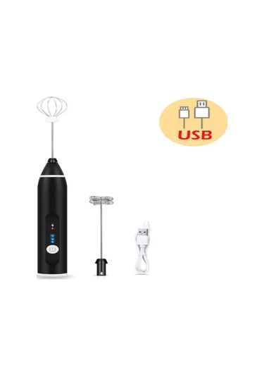 Geeroyoo Usb Şarjlı El Tipi Mikser - Evde Pastane Çalışmaları İçin Krem/yoğurt Karıştırıcı, Siyah, Dayanıklı Malzeme Siyah