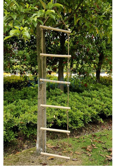 Ahşap Basamaklı İp Merdiven Halatlı Tırmanma Merdiveni Oyuncak