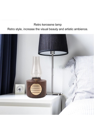 Bukrem Store Retro Ahşap Görünümlü Bluetooth Hoparlör & Lamba Vintage Tasarım, Usb Şarj, Ses & Aydınlatma Kombinasyonu