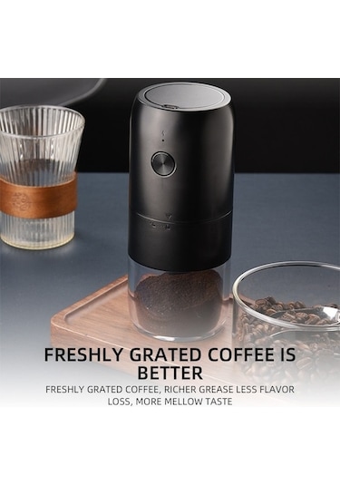 Flybuy Kahve Değirmeni - 25g Kapasiteli, 1800mah Batarya, Siyah Abs-cam Karışımı Kmdj Serisi Siyah